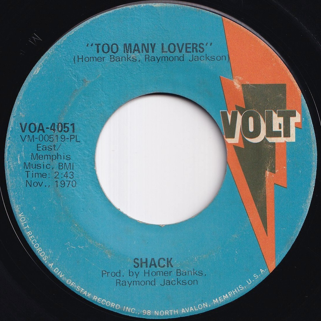 Shack Too Many Lovers / A Love Affair That Bears No Pain Volt US VOA-4051 212783 ソウル ファンク レコード 7インチ 45拍卖