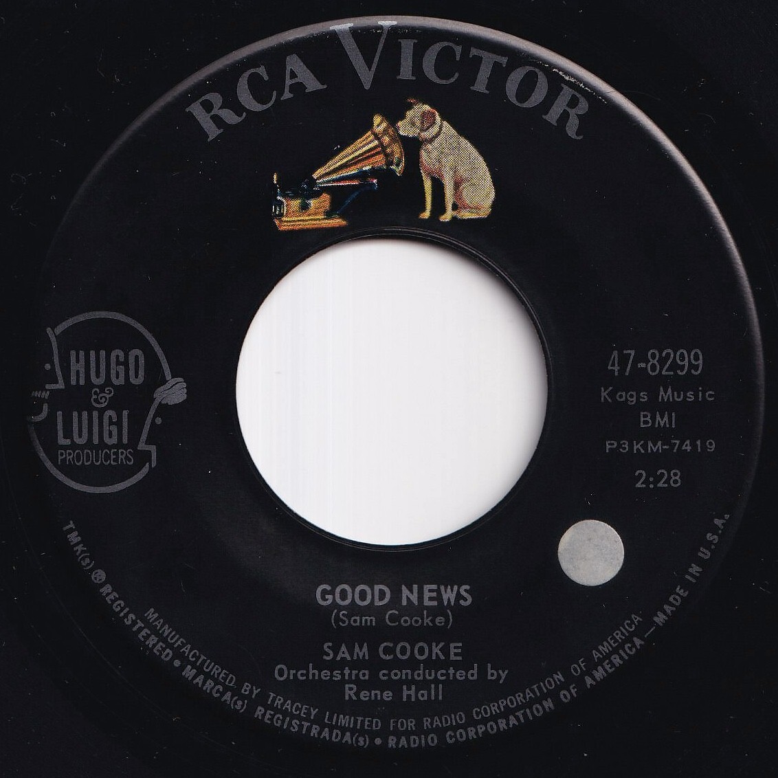 Sam Cooke Good News / Basin Street Blues RCA Victor US 47-8299 212638 R&B R&R レコード 7インチ 45拍卖