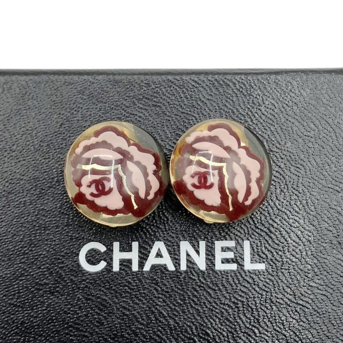 【良品】シャネル CHANEL 04S レジン ボタン イヤリング ピンク ホワイト拍卖