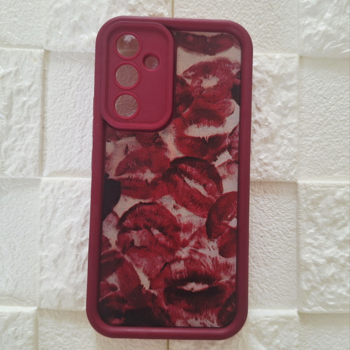 ◆新品◆ボルドー◆リップ柄◆スマホケース◆Galaxy◆A545G◆拍卖