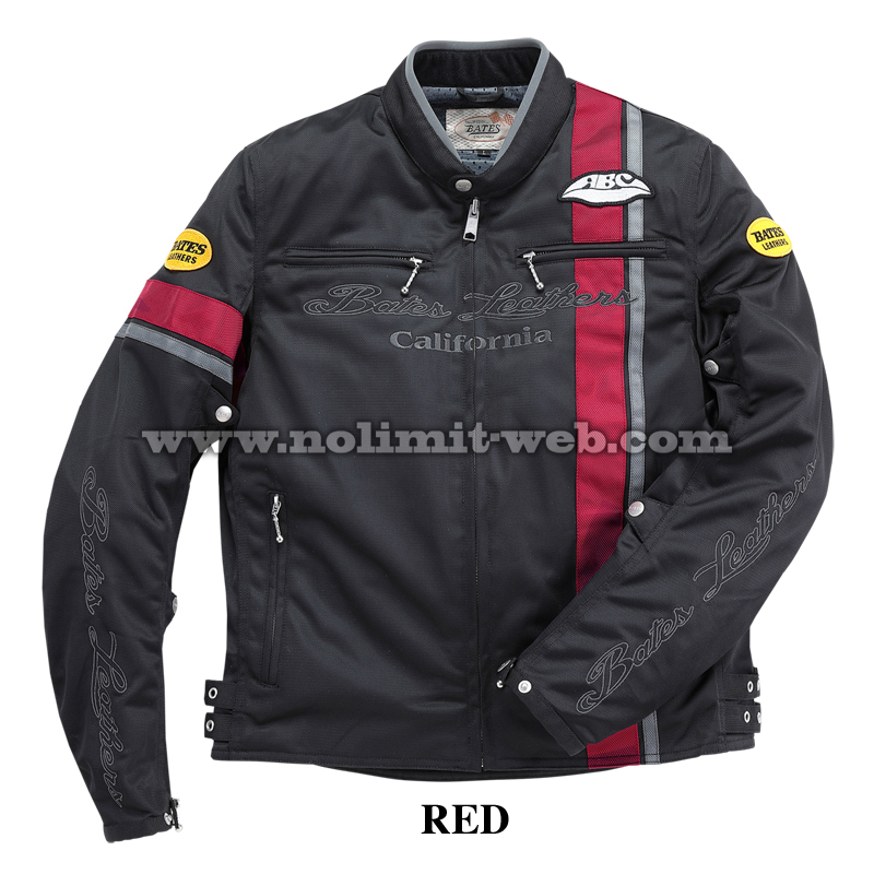 ベイツ BJ-M2414V (レッド XLサイズ) メンズ メッシュ ライダース ジャケット 肩肘胸背中PAD装備 BATES 2024春夏拍卖