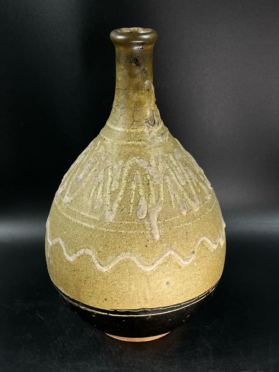 古唐津 弓野焼 徳利 江戸幕末期 九州古陶器 検古武雄二川焼李朝 民藝 時代物 骨董 古玩 古美術 時代保証【博圓】高26.7cm拍卖