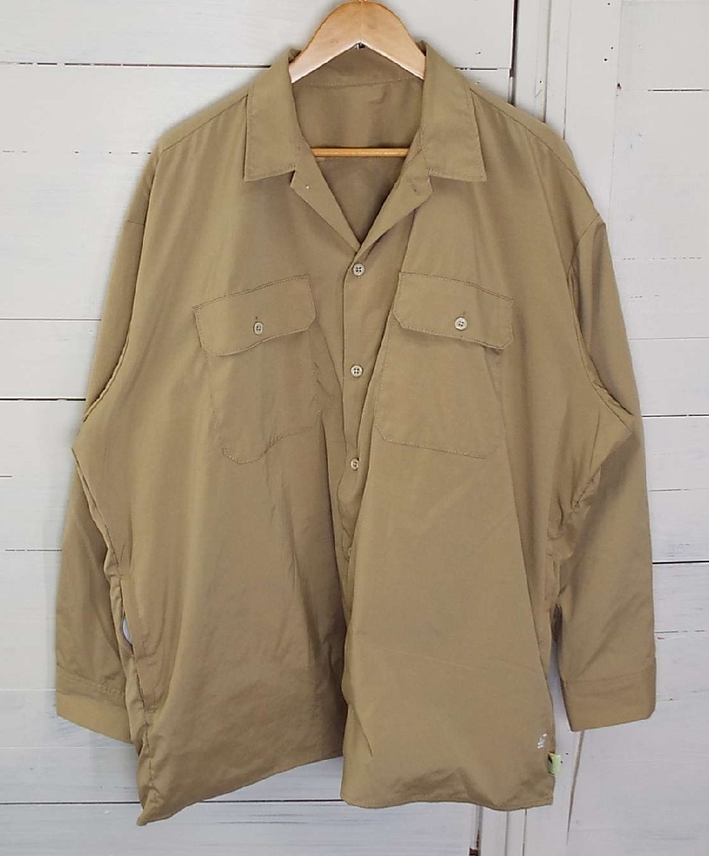 T3215〇SSZ×A.H/BEAMS(エスエスズィー/ビームス)20AW 別注 ワイド ワークシャツ 長袖 ビッグサイズ ベージュ サイズF拍卖