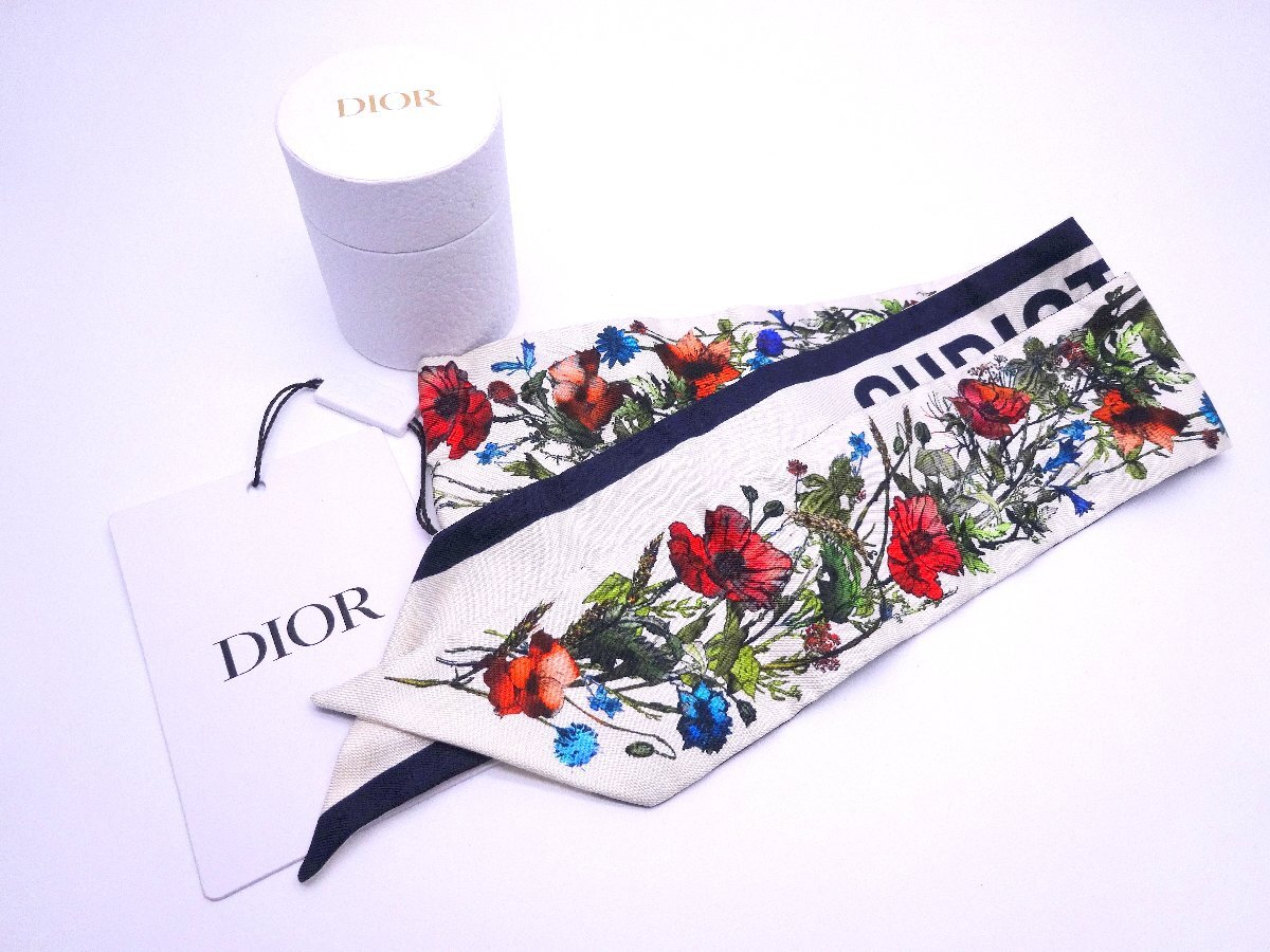 Christian Dior クリスチャンディオール ミッツァ 花柄 フラワー スカーフ シルク100% ファッション 服飾小物 ブランド 箱付 1円~ T0322拍卖