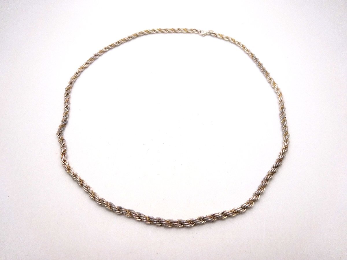 Tiffany&Co. ティファニー ツイストチェーン ロープ ネックレス 925 750刻印 総重量約46.5g シルバー×ゴールド アクセサリー 1円~ T0342拍卖