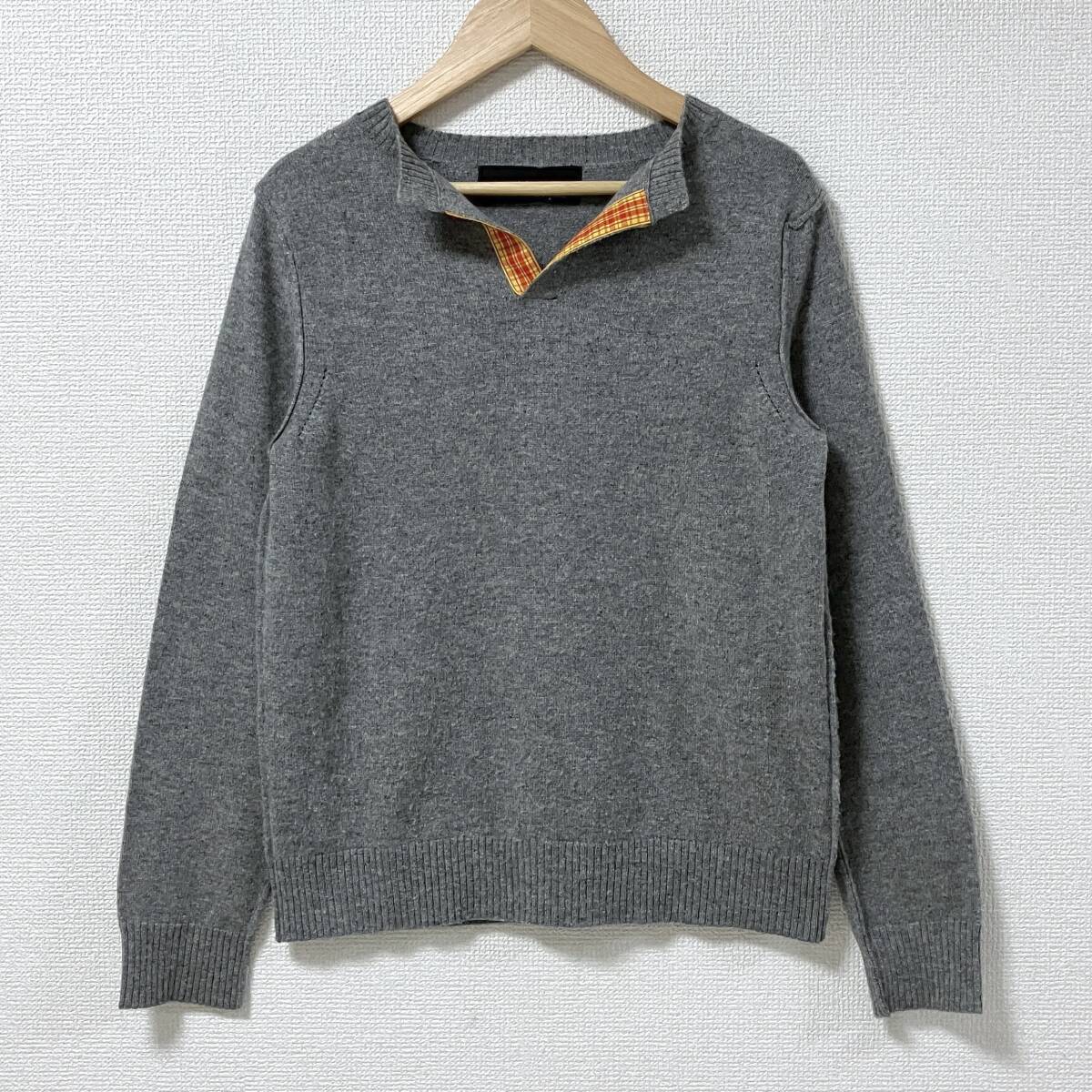 AD2010 tricot COMME des GARCONS カシミヤ 100% 開襟 ニット セーター グレー トリココムデギャルソン オープンカラー archive 5050603拍卖