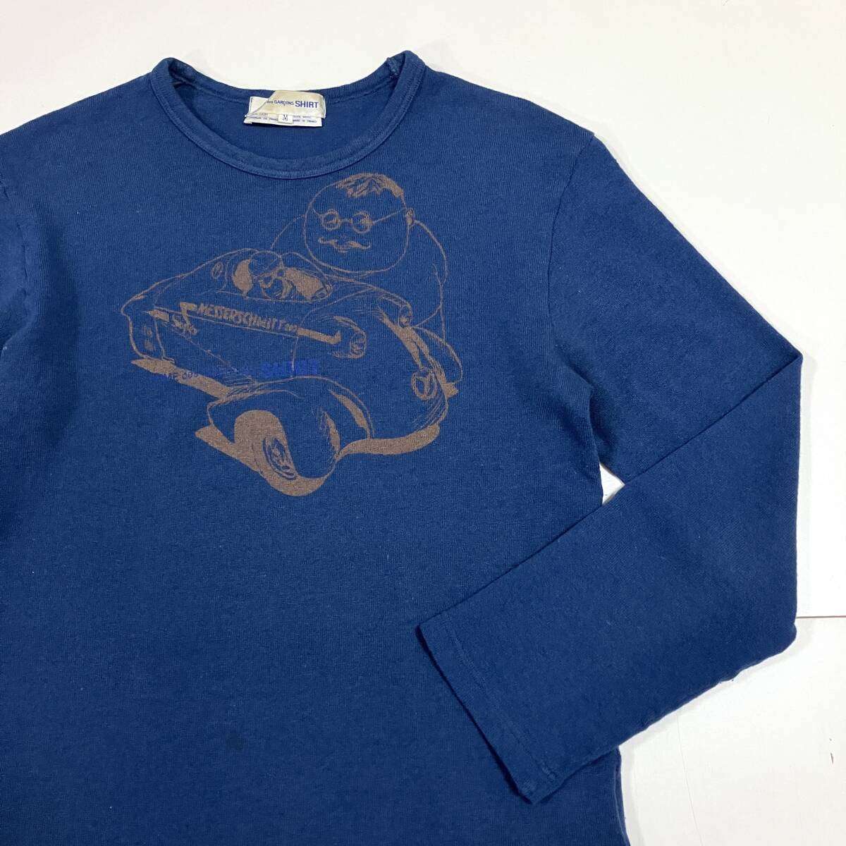 90s COMME des GARCONS SHIRT 縮絨 製品染め プリント ウール ニット カットソー Mサイズ コムデギャルソンシャツ VINTAGE archive 5050322拍卖