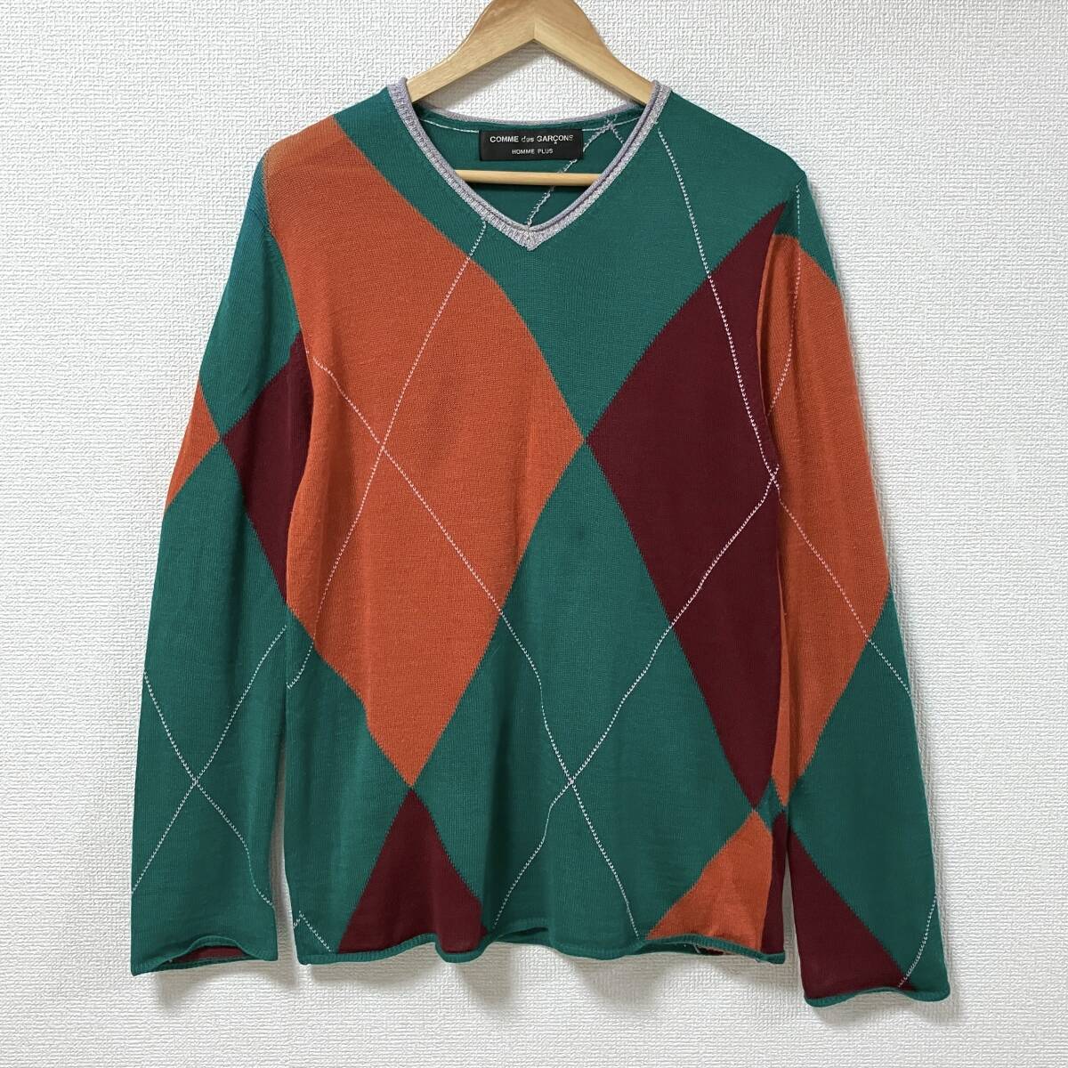 AD2000 COMME des GARCONS HOMME PLUS アーガイル ウール ニット セーター コムデギャルソンオムプリュス VINTAGE archive 5040161拍卖