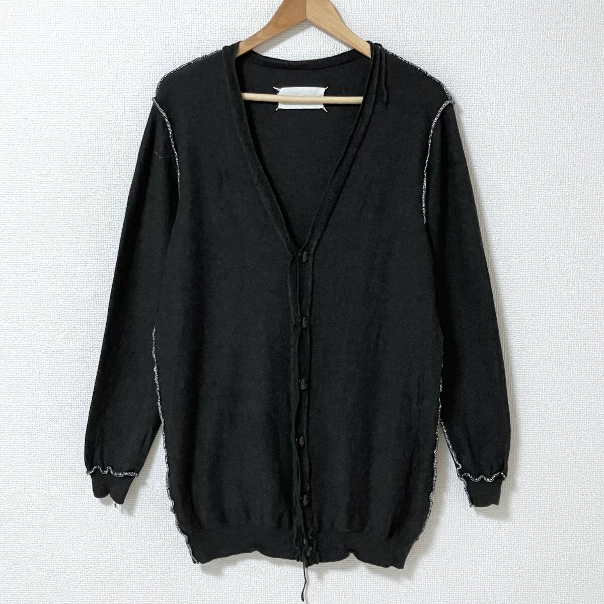 白タグ Maison Martin Margiela インサイドアウト シルバー ステッチ ウール ニット カーディガン マルタンマルジェラ archive 5020147拍卖