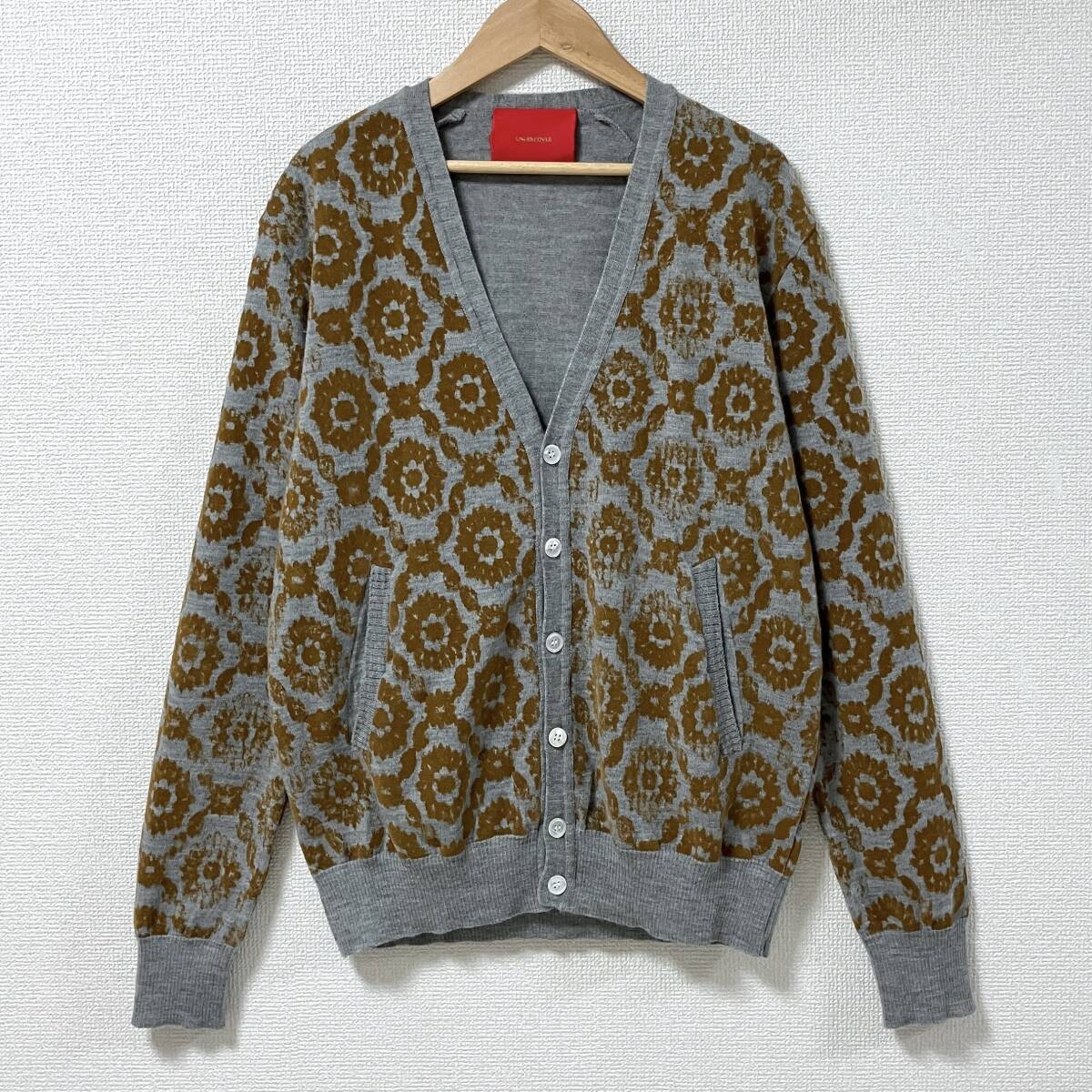 2015AW UNDERCOVER フロッキー 総柄 ニット カーディガン グレー系 3サイズ アンダーカバー archive 5050539拍卖