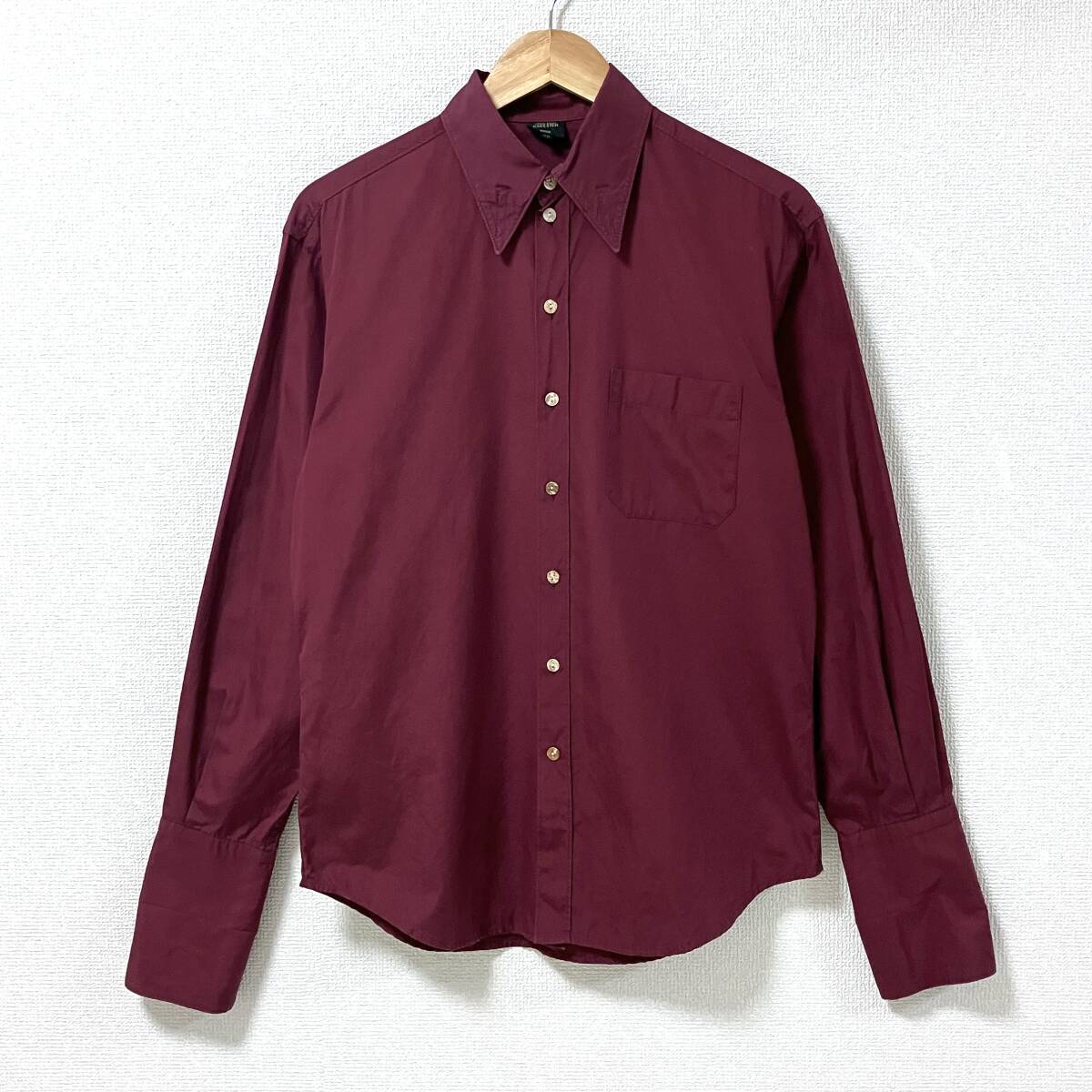 90s 00s Jean Paul GAULTIER HOMME 無地 長袖 シャツ バーガンディ 48サイズ ジャンポールゴルチエオム Y2K VINTAGE archive 5010372拍卖