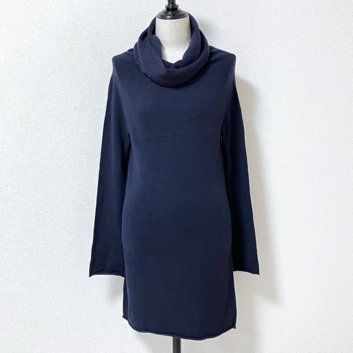 Yohji Yamamoto Femme タートルネック 無地 ロング丈 ウール ニット 紺 3サイズ ヨウジヤマモト ハイネック セーター archive 5060659拍卖