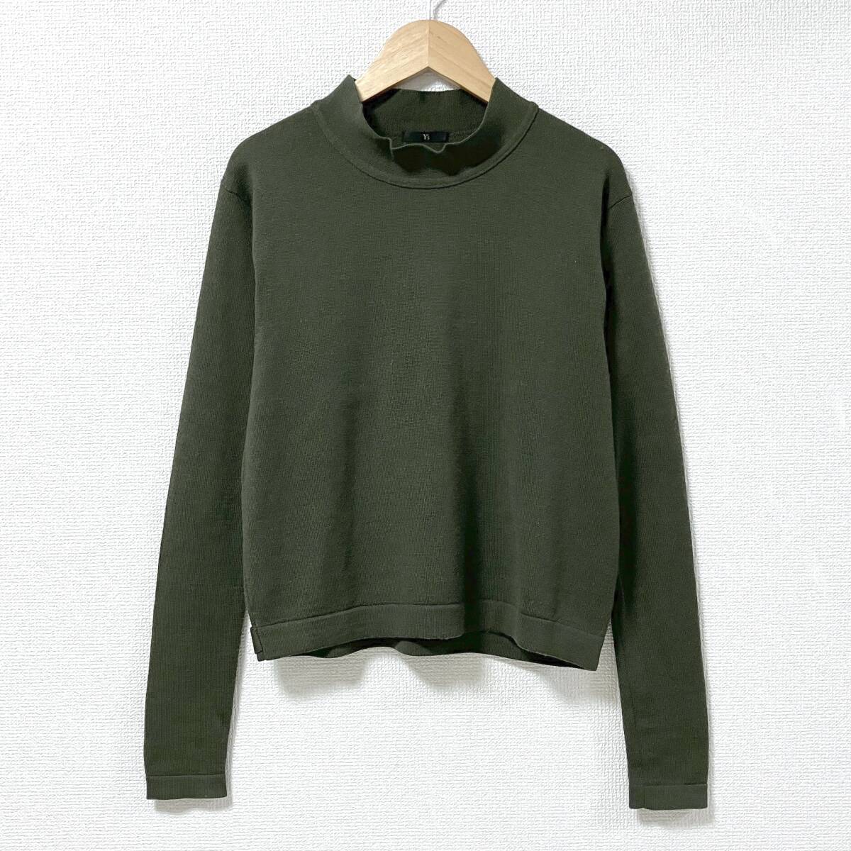 90s 00s Y's Yohji Yamamoto ハイネック 無地 ショート丈 ウール ニット カーキ ワイズ ヨウジヤマモト セーター VINTAGE archive 5070103拍卖
