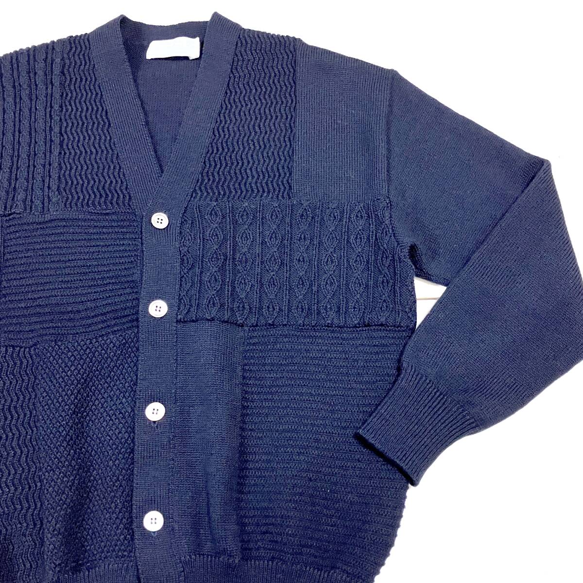 AD1991 田中オム COMME des GARCONS HOMME ウール ニット パッチワーク カーディガン コムデギャルソンオム 90s VINTAGE archive 5050552拍卖