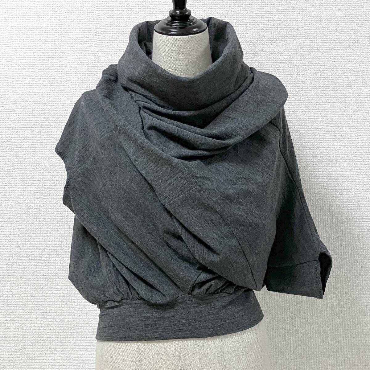 AD2008 JUNYA WATANABE ハイネック 変形 ウール ニット カットソー グレー Sサイズ ジュンヤワタナベ セーター archive 5060401拍卖