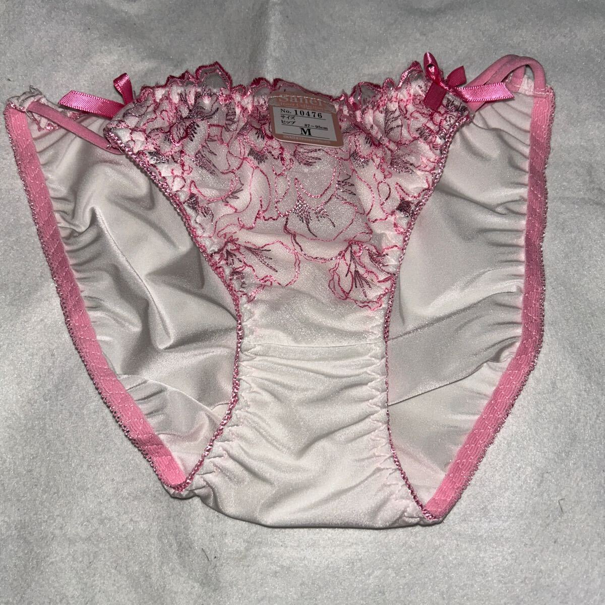 ピンク ショーツ M パンティ 花柄 花柄レース ホワイト リボン サンエイ拍卖