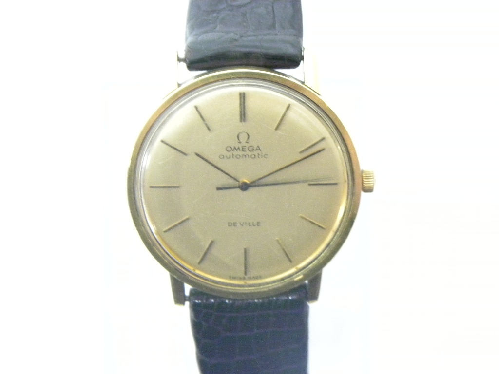 OMEGA オメガ DE VILLE デビル シーマスター 自動巻 稼働品 ゴールド文字盤 稼働品 革ベルト アンティーク ヴィンテージ 腕時計 AA075拍卖