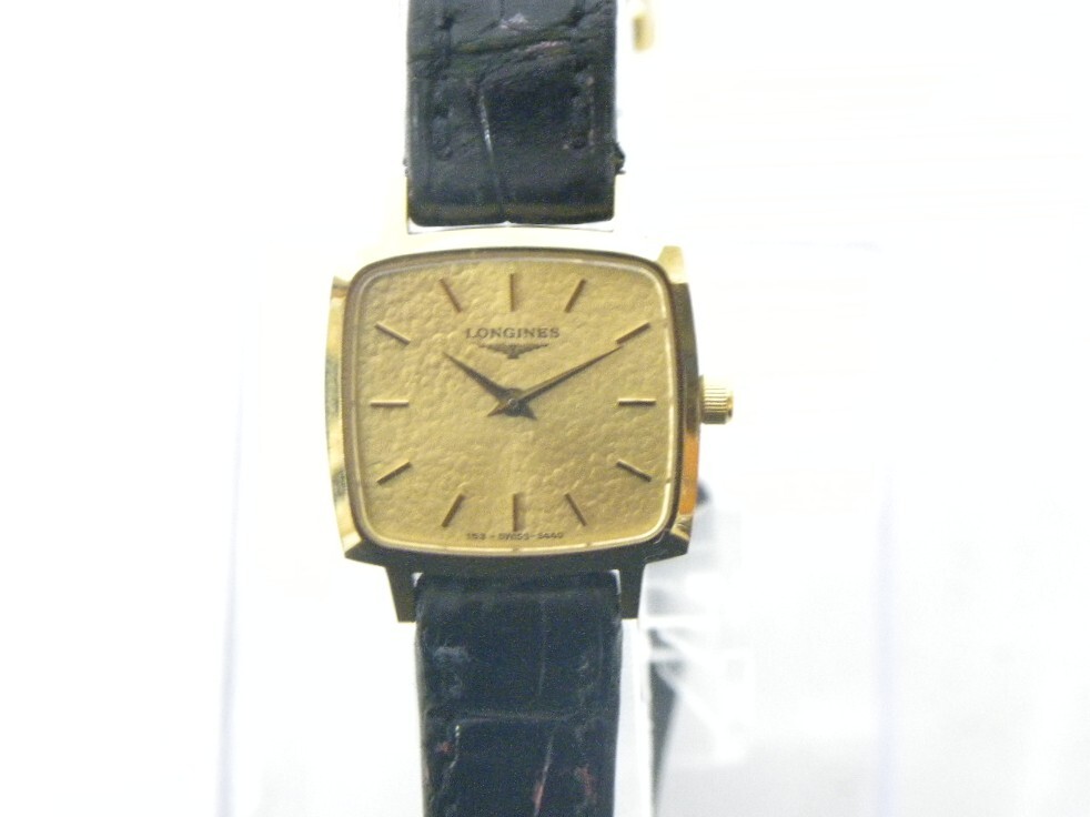 LONGINES ロンジン スクエア 2針 腕時計 手巻 ゴールド文字盤 ヴィンテージ アンティーク ヴィンテージ レディース AA080拍卖