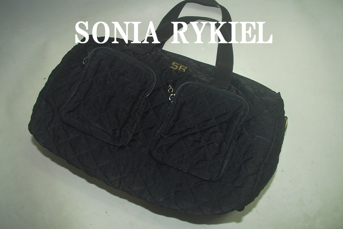 BBZ196/最終値下げ価格!最終出品です。SONIA RYKIEL★黒/良品/こだわりの逸品!傑作ベストセラー!ボストン/バッグ拍卖