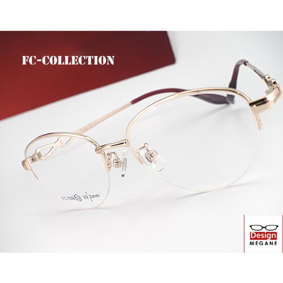 即決★眼鏡一式☆度入レンズ込★designメガネ★FC Collection オーバル Gold ハーフリム 度付き/度なし/伊達メガネ/ 【メガネ通販】拍卖