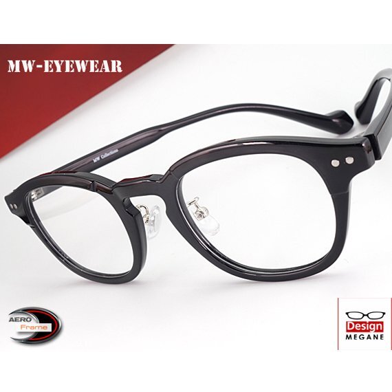即決【眼鏡一式 度付レンズセット】★designメガネ★MW Collection Black ボストン型 度付き/度なし/伊達メガネ/ 【メガネ通販】拍卖