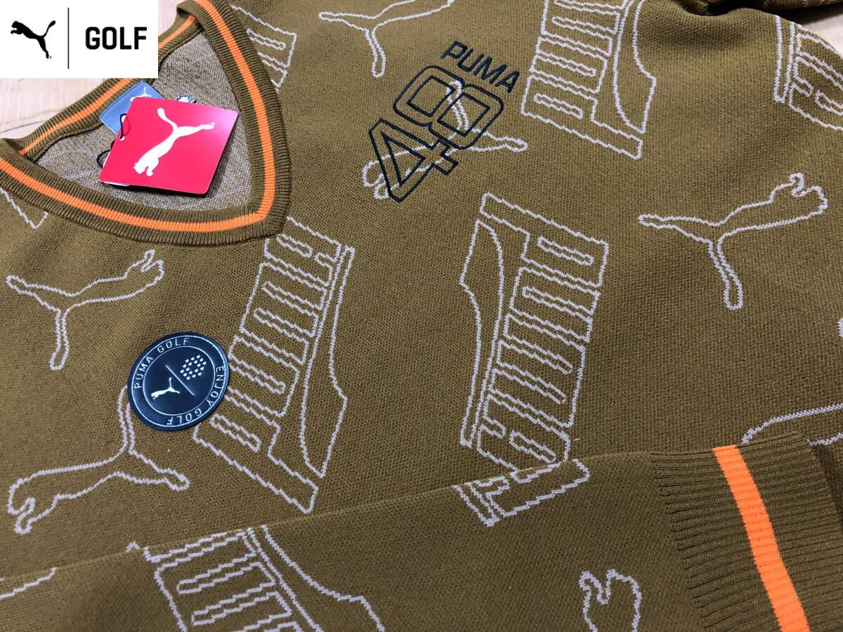 ・スピード発送 新品未使用 PUMAGOLF(プーマゴルフ)秋冬 ジャガード Vネック セーター 539397(03)XL拍卖