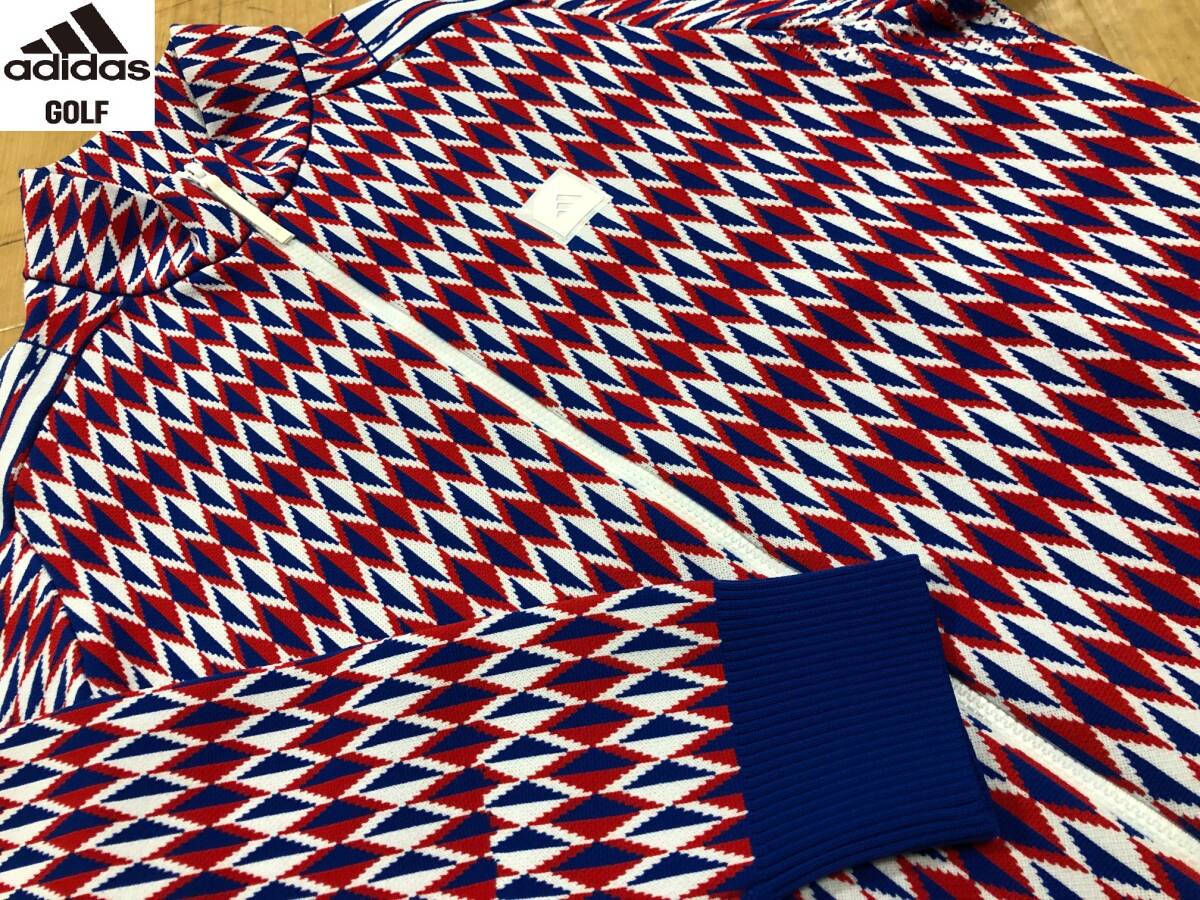 ・スピード発送 新品未使用 adidas Golf(アディダスゴルフ) ストレッチ 総柄 ADICROSS PRIMEKNITジャケット KOV78(ROYBLU)2XL拍卖