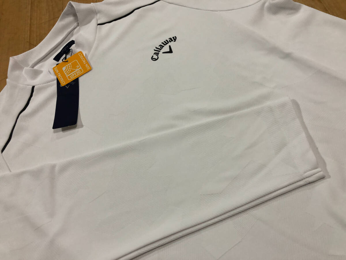 ・スピード発送 新品未使用 Callaway(キャロウェイ)秋冬 UPF3 カモフラ柄ジャガード ストレッチモックネックシャツC23233102(ホワイト)3L拍卖