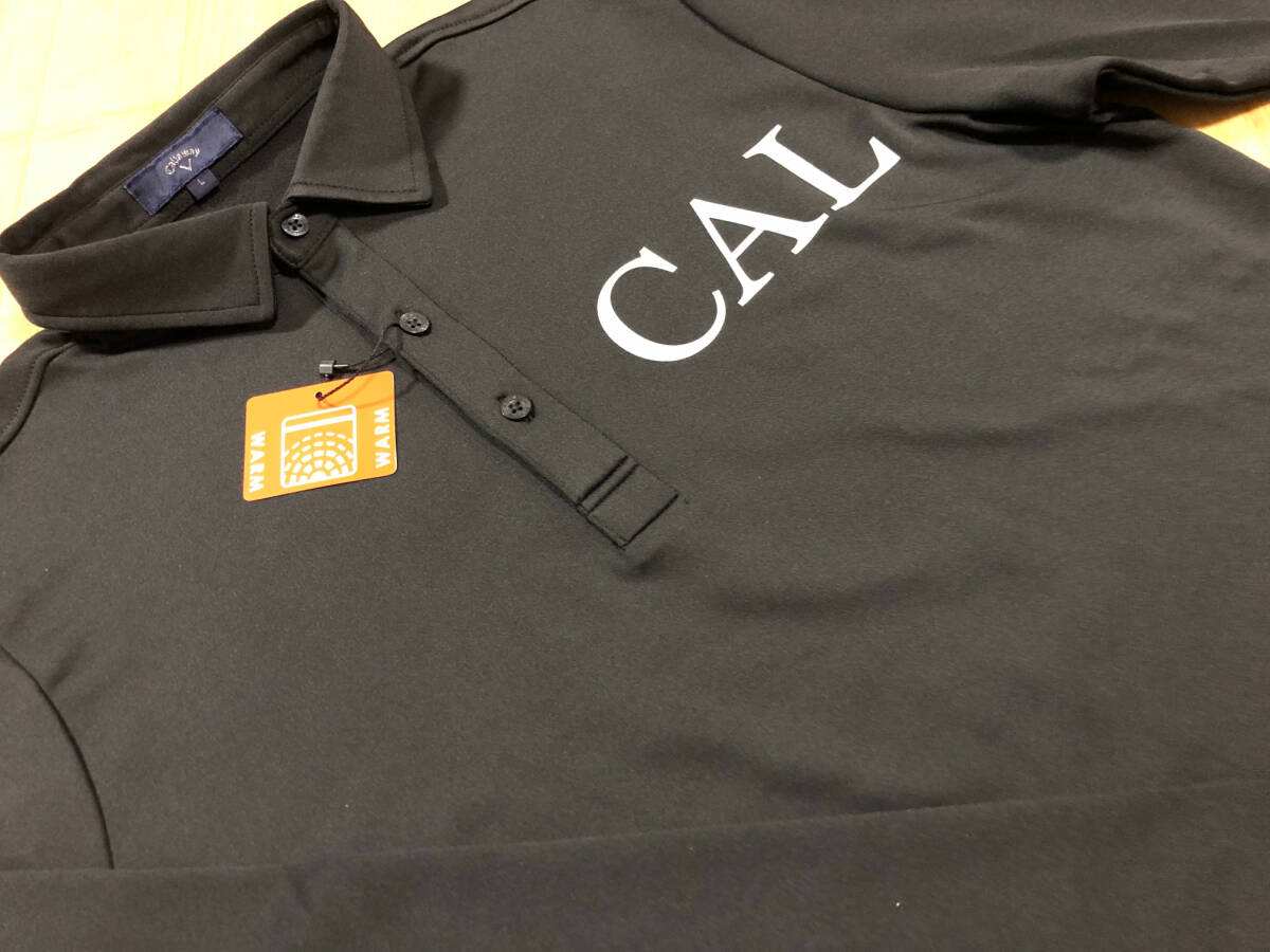 ・スピード発送 新品未使用 Callaway(キャロウェイ) 秋冬 ストレッチ ソフト生地 裏起毛 保温ポロシャツ H24233106(ブラック)LL拍卖
