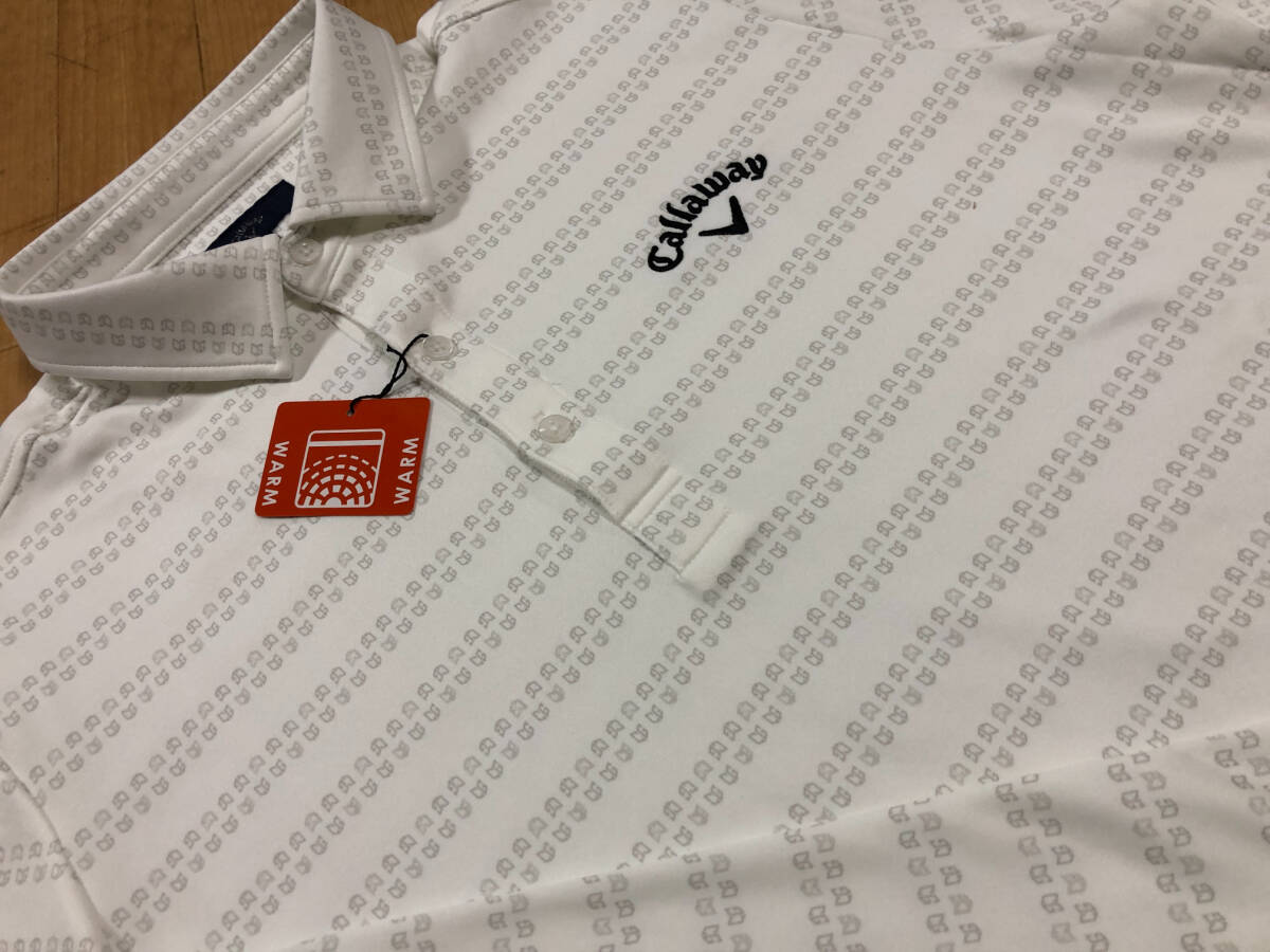 ・スピード発送 新品未使用 Callaway(キャロウェイ) 秋冬 ストレッチ 吸水速乾 UVカット 裏起毛 保温ポロシャツ H24233107(ホワイト)L拍卖