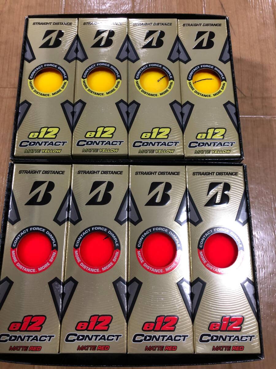 ・スピード発送 新品未使用 BRIDGESTONE GOLF(ブリヂストンゴルフ) e12 CONTACT 3ピース構造 ゴルフボール(イエロー、レッド) 2ダース拍卖