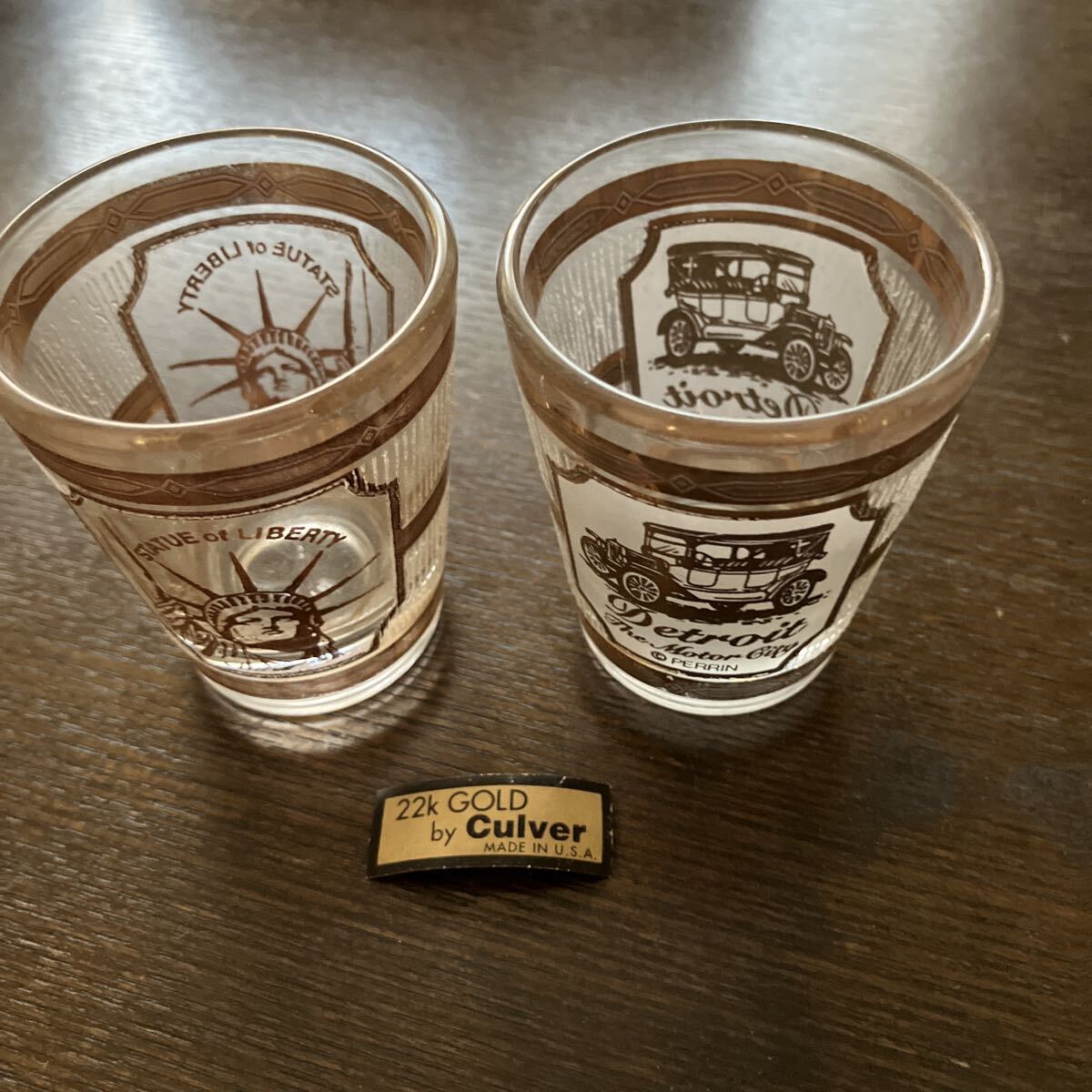 ショットグラス USA 2個セット ゴールド拍卖