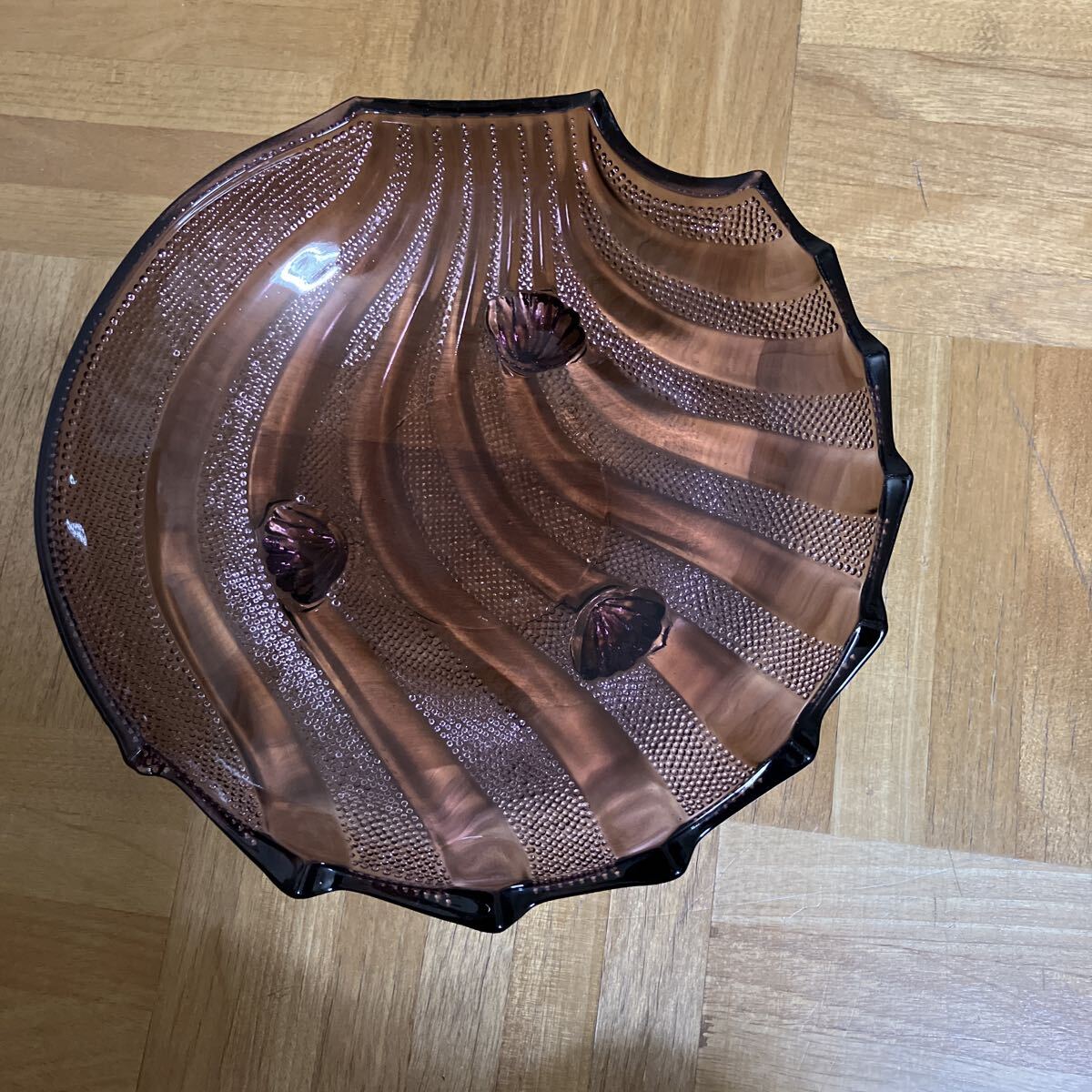 昭和レトロ ガラス 食器 大皿 アンティーク 貝拍卖