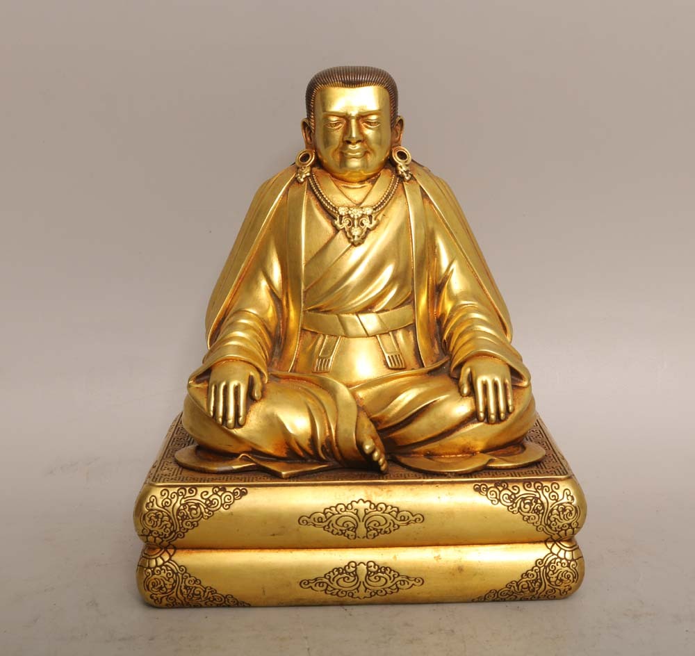 旧 清代 紫銅鍍金 瑪爾巴仏像 古家具 中国古美術 古賞物 古置物 唐物 S710拍卖