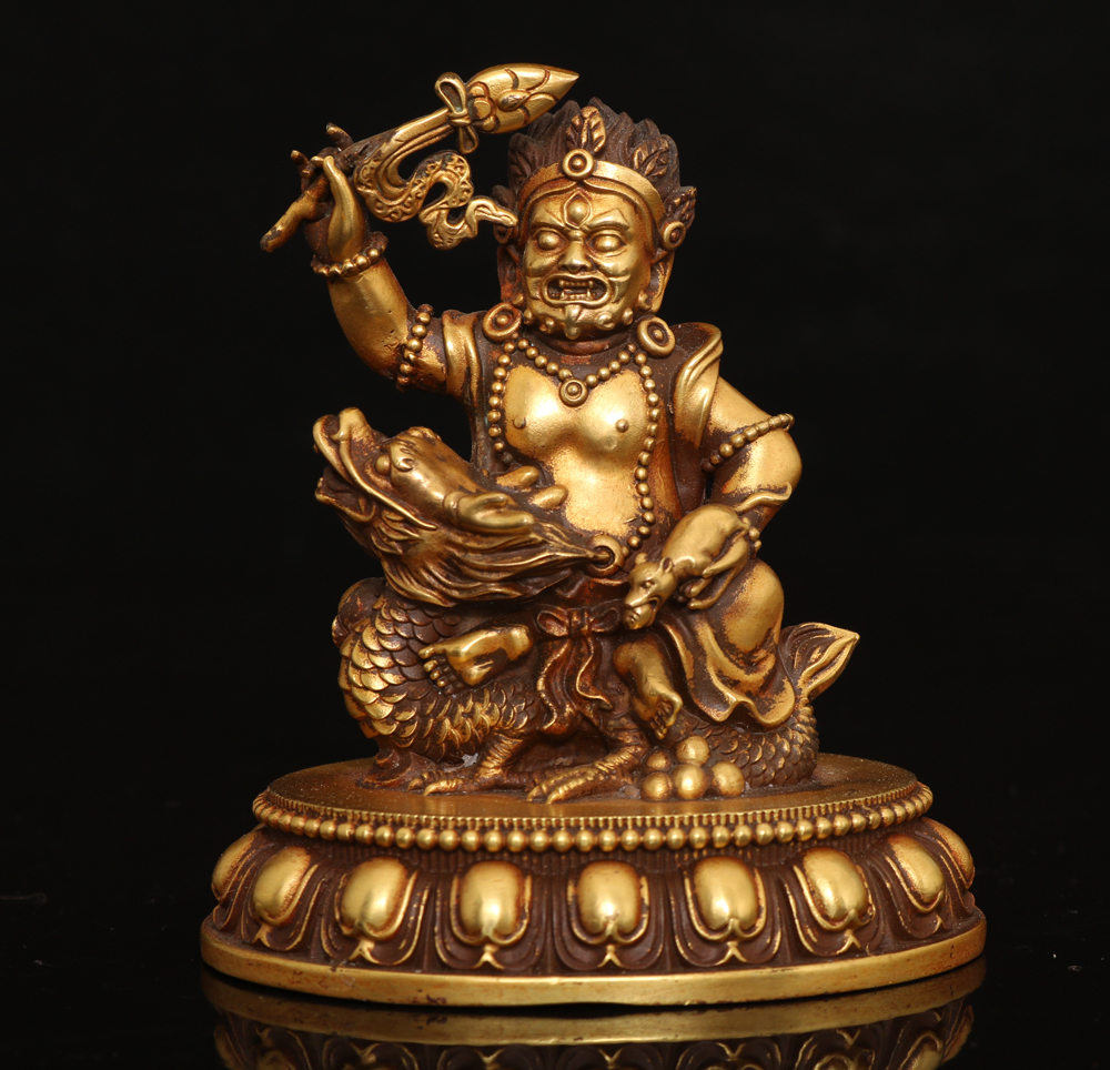 旧 清代 紫銅 鍍金 白財神 仏像 古家具 中国古美術 古賞物 古置物 唐物 S710拍卖