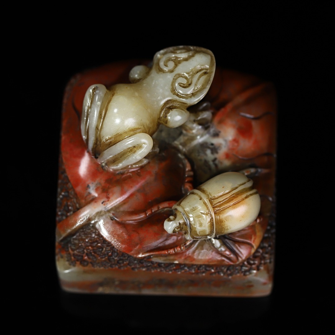 旧 清代 寿山石 芙蓉石 印鑑 置物 文房具 中国古美術 古賞物 唐物 K710拍卖