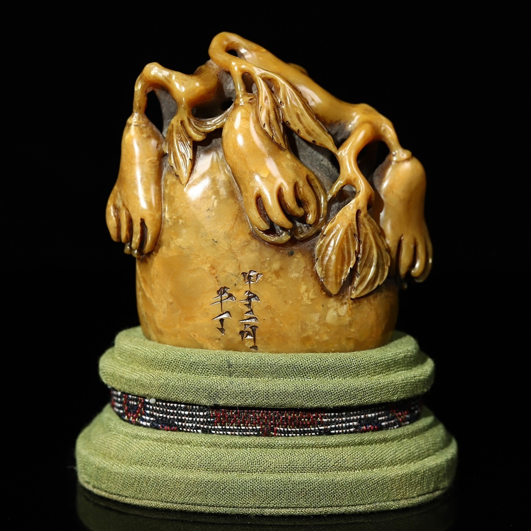 旧 清代 寿山石田黄 【福寿】 仏手印鑑 文房具 中国古美術 古賞物 古置物 唐物 S710拍卖