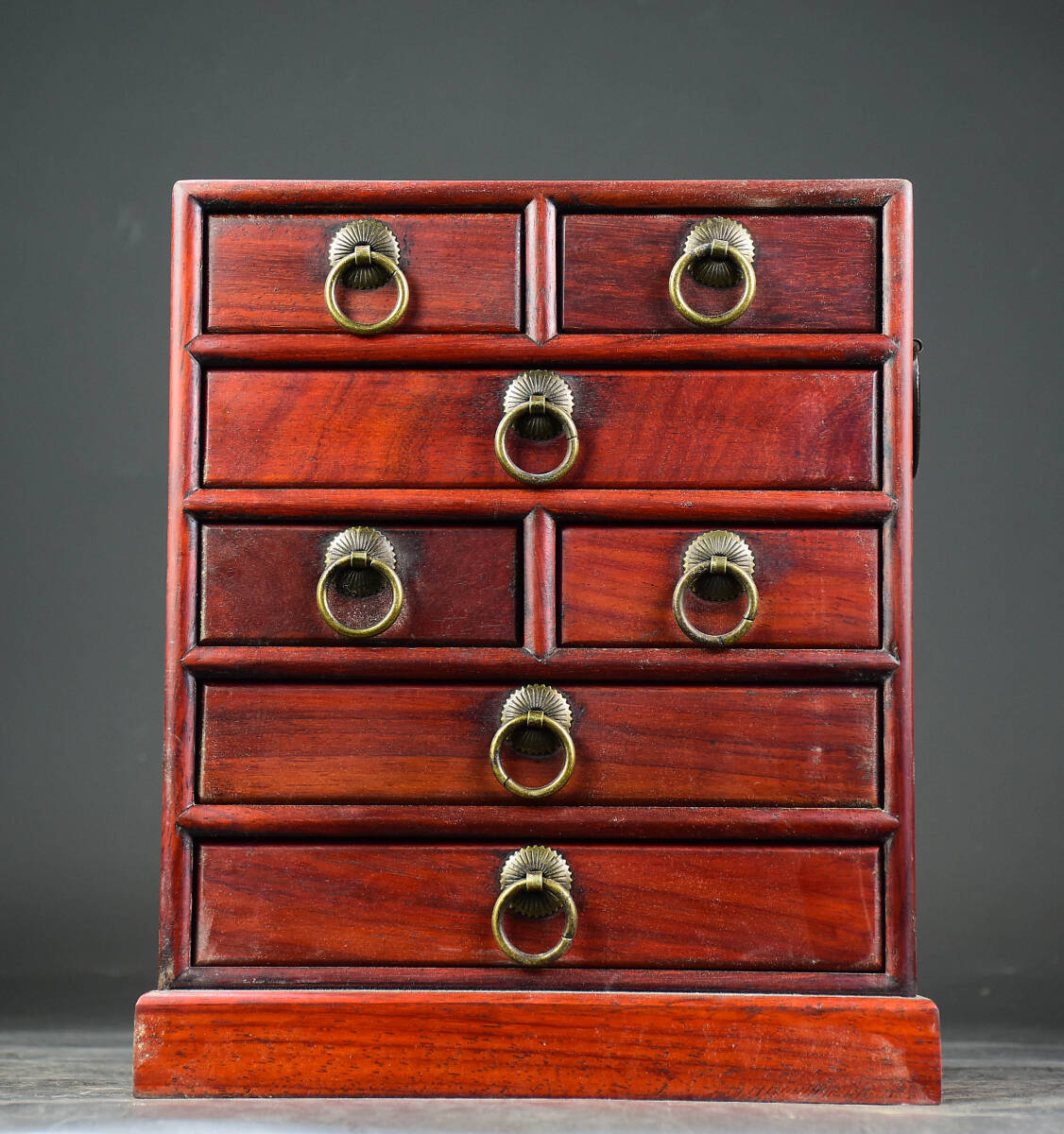 旧 清代 大紅酸枝木 七斗櫃 木製 中国古美術 古賞物 古置物 唐物 K710拍卖