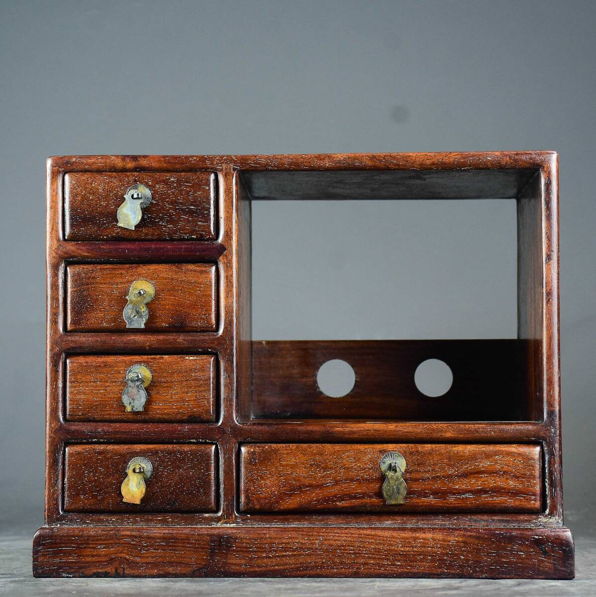 旧 清代 花梨木 五梳妝櫃 中国古美術 古賞物 古置物 唐物 K710拍卖