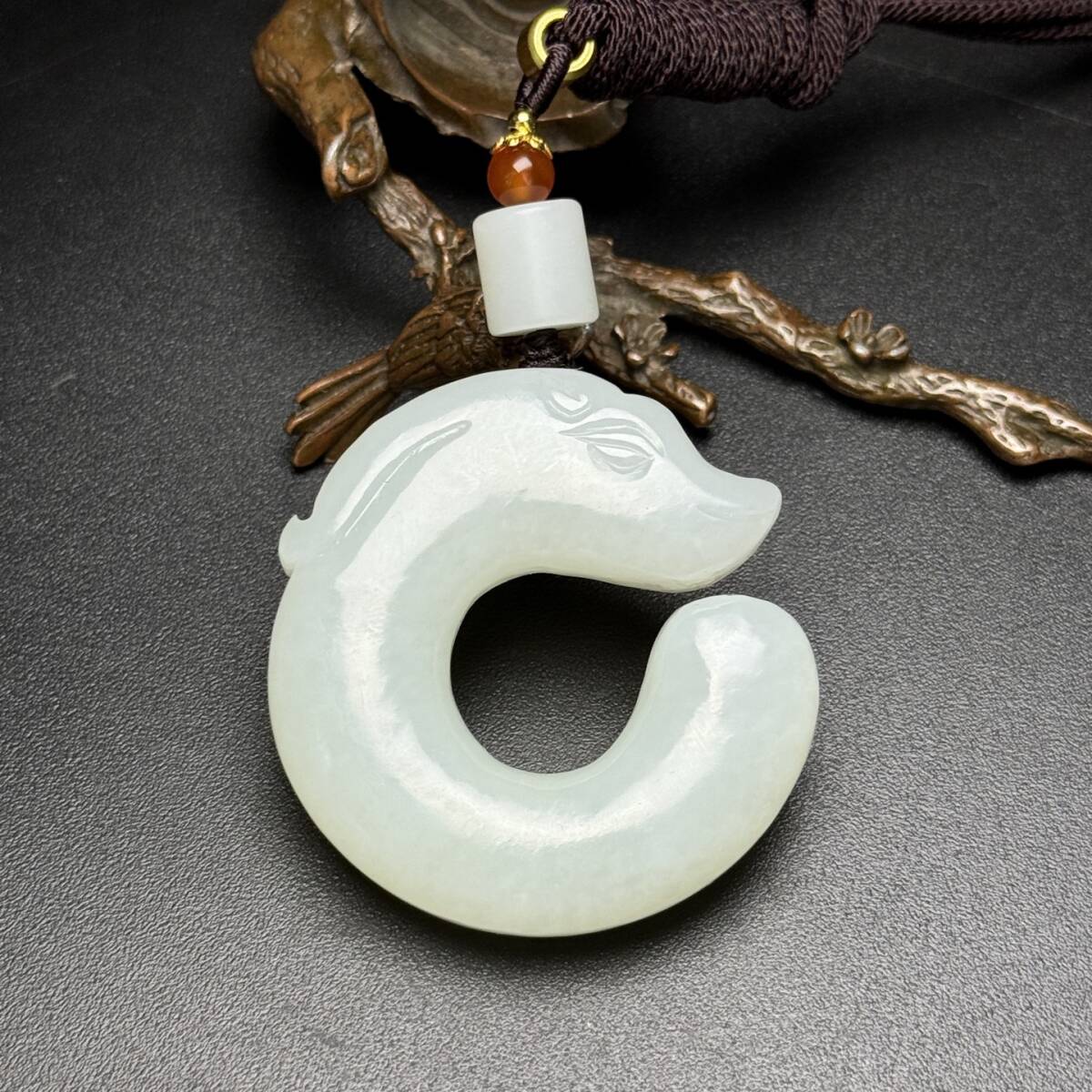 旧 清代 和田玉 猪龍 裝身具 天然石 時代物 中国古美術 古賞物 古置物 唐物 S710拍卖