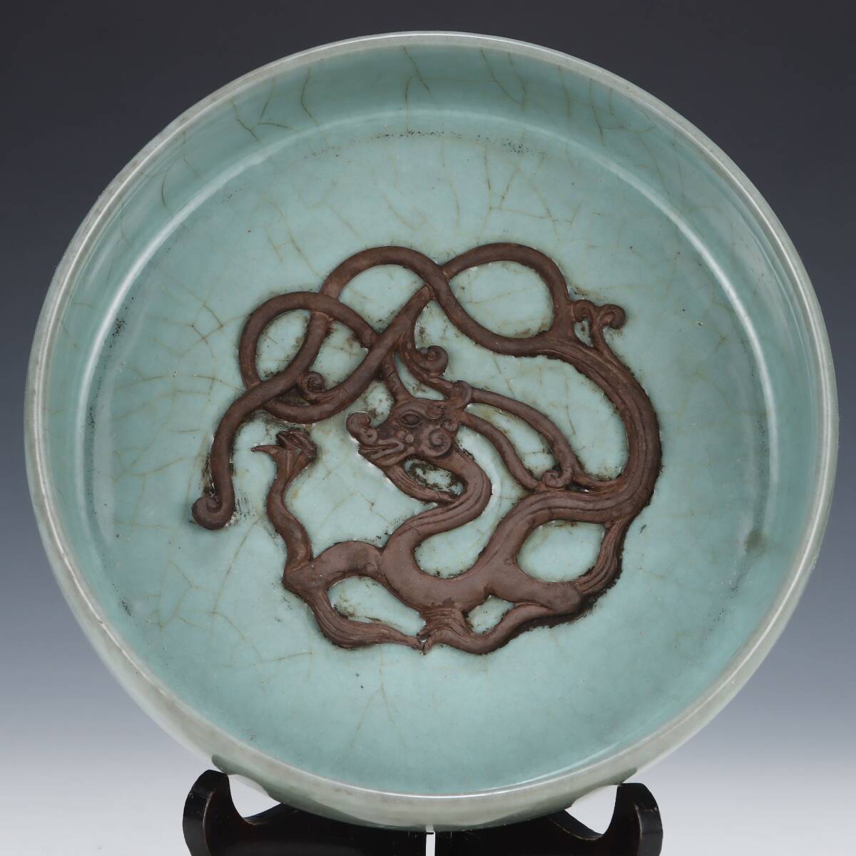 旧 宋代 官窯 青釉竜紋 筆洗 唐磁 古陶磁器 陶芸 中国古美術 古賞物 古置物 唐物 K710拍卖