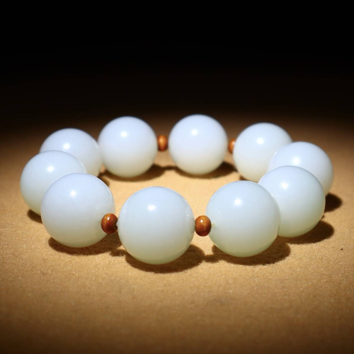 旧 清代 和田玉 手串 天然石 時代物 中国古美術 古賞物 古置物 唐物 K710拍卖