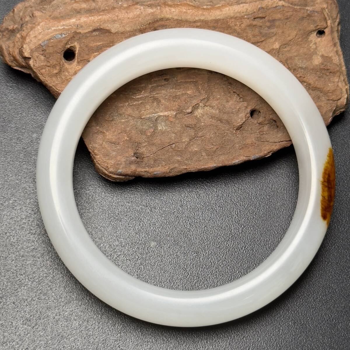 旧 清代 和田玉 腕輪 天然石 時代物 中国古美術 古賞物 古置物 唐物 K710拍卖