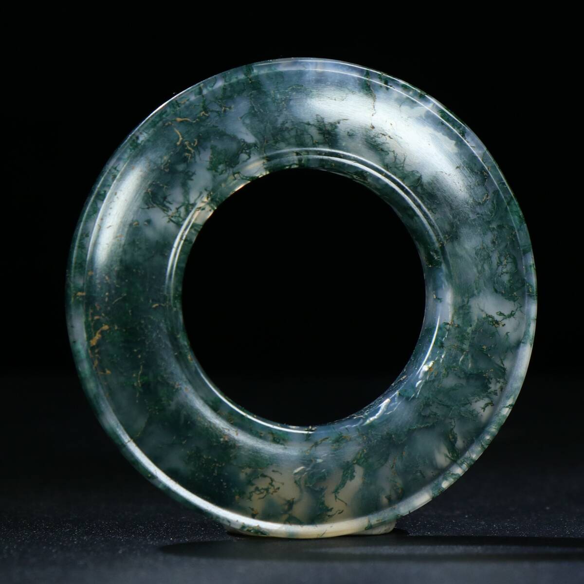 旧 清代 老水草 瑪瑙 玉環 中国古美術 古賞物 古置物 唐物 S710拍卖