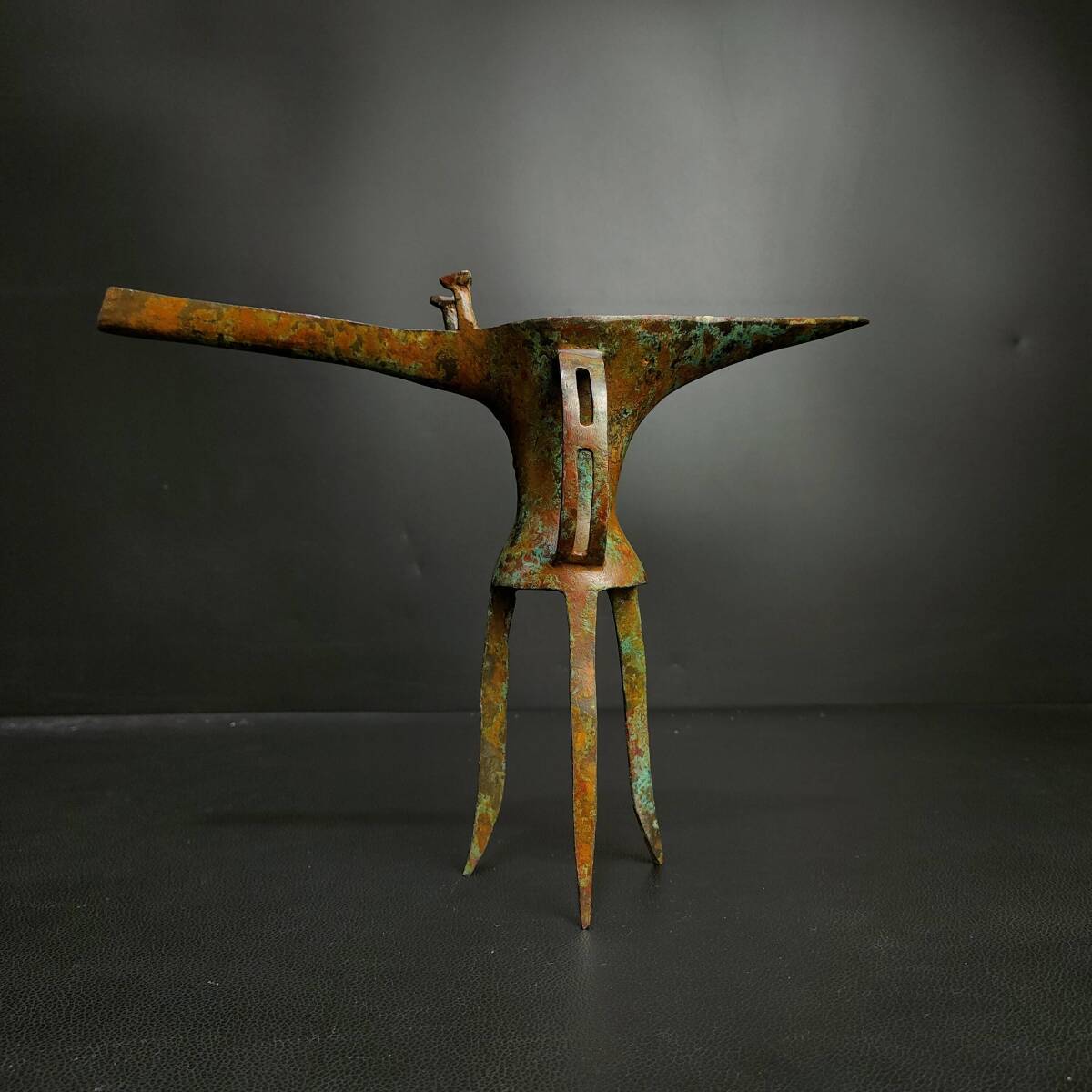 旧 戰國 青銅 長嘴酒杯 中国古美術 古賞物 古置物 唐物 K710拍卖