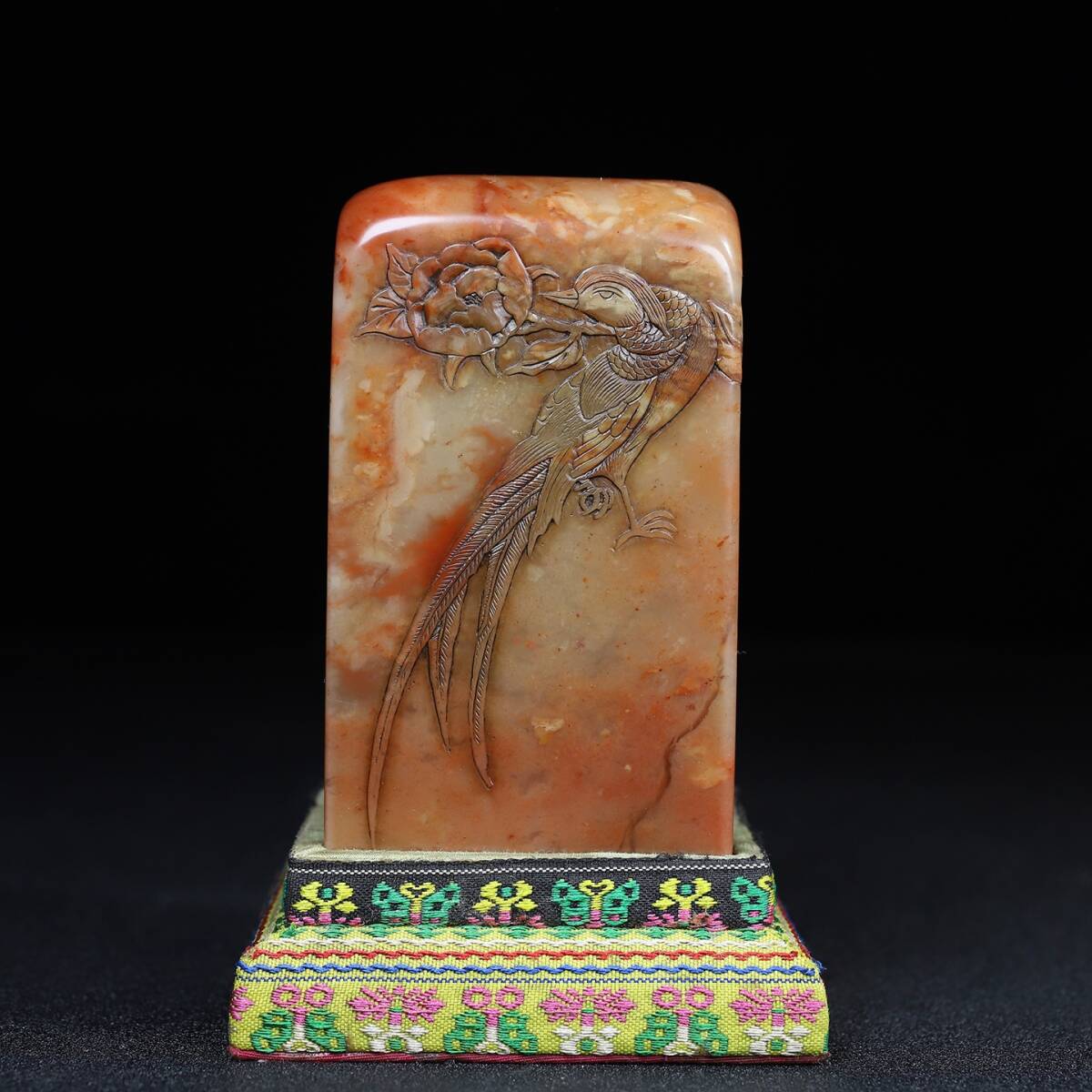 旧 清代 寿山石 鳥言花香 印鑑 置物 文房具 中国古美術 古賞物 古置物 唐物 S710拍卖