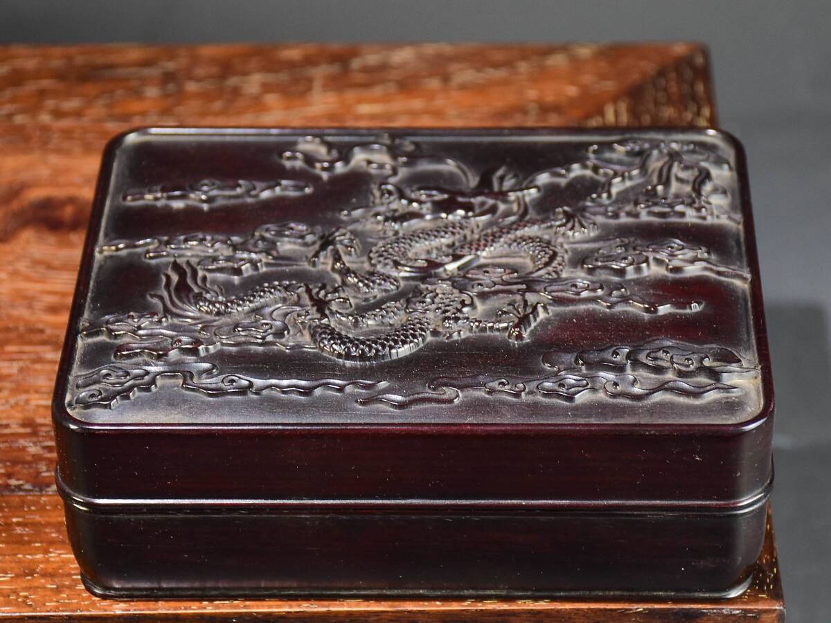 旧 清代 血檀木 文房用具盒 中国古美術 古賞物 古置物 唐物 K710拍卖