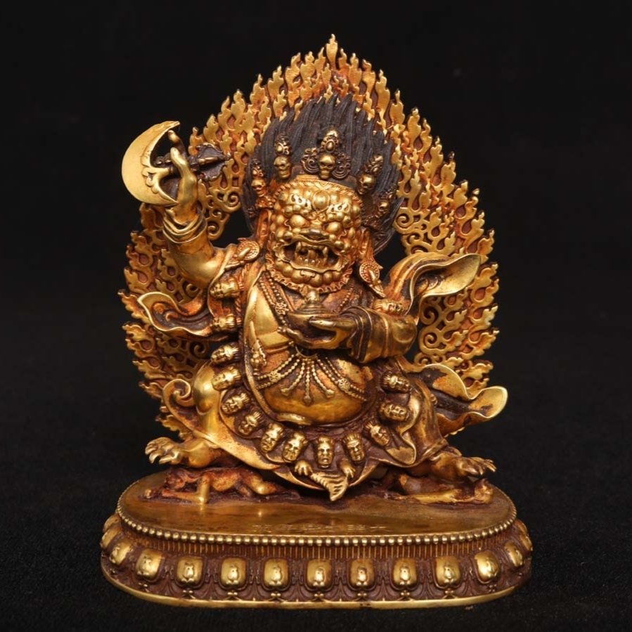 旧 明代 純銅塗金 大威德金剛仏 仏像 中国古美術 古賞物 古置物 唐物 K710拍卖