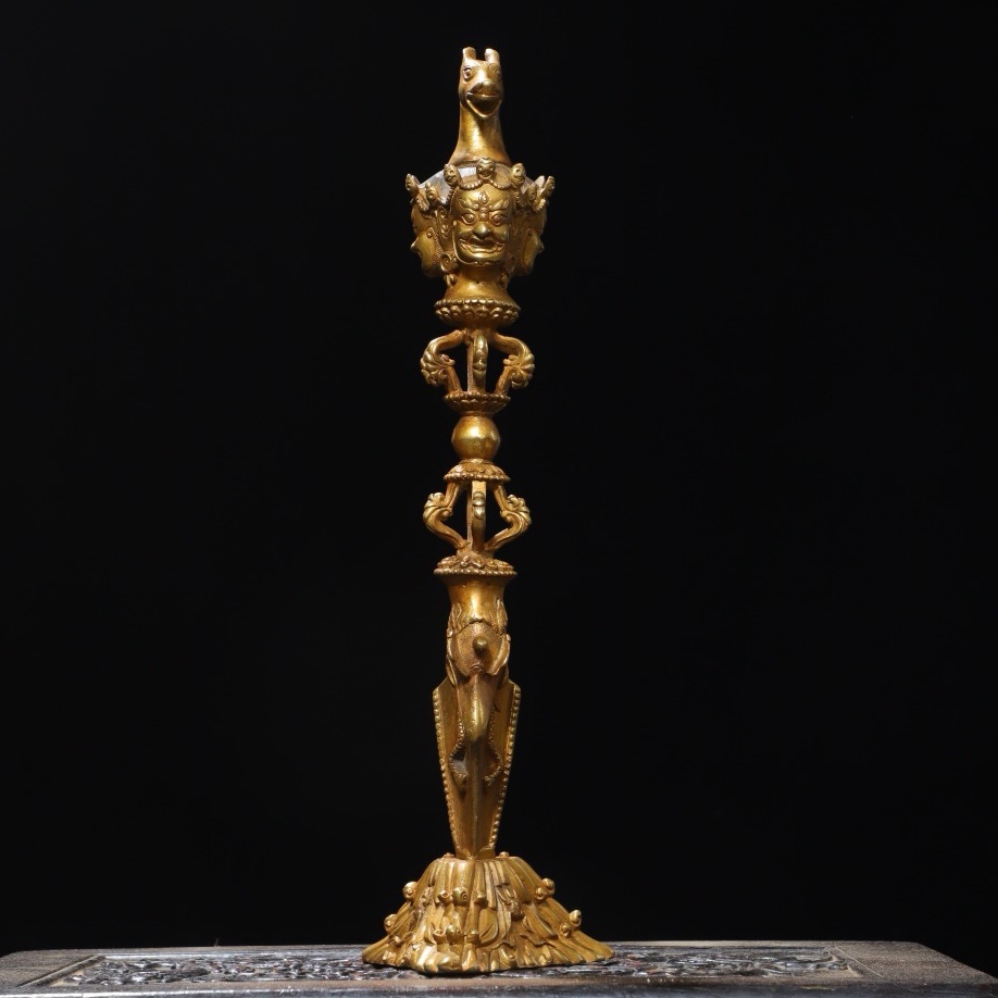 旧 清代 銅塗金 碼頭 金剛杵 中国古美術 古賞物 古置物 唐物 K710拍卖