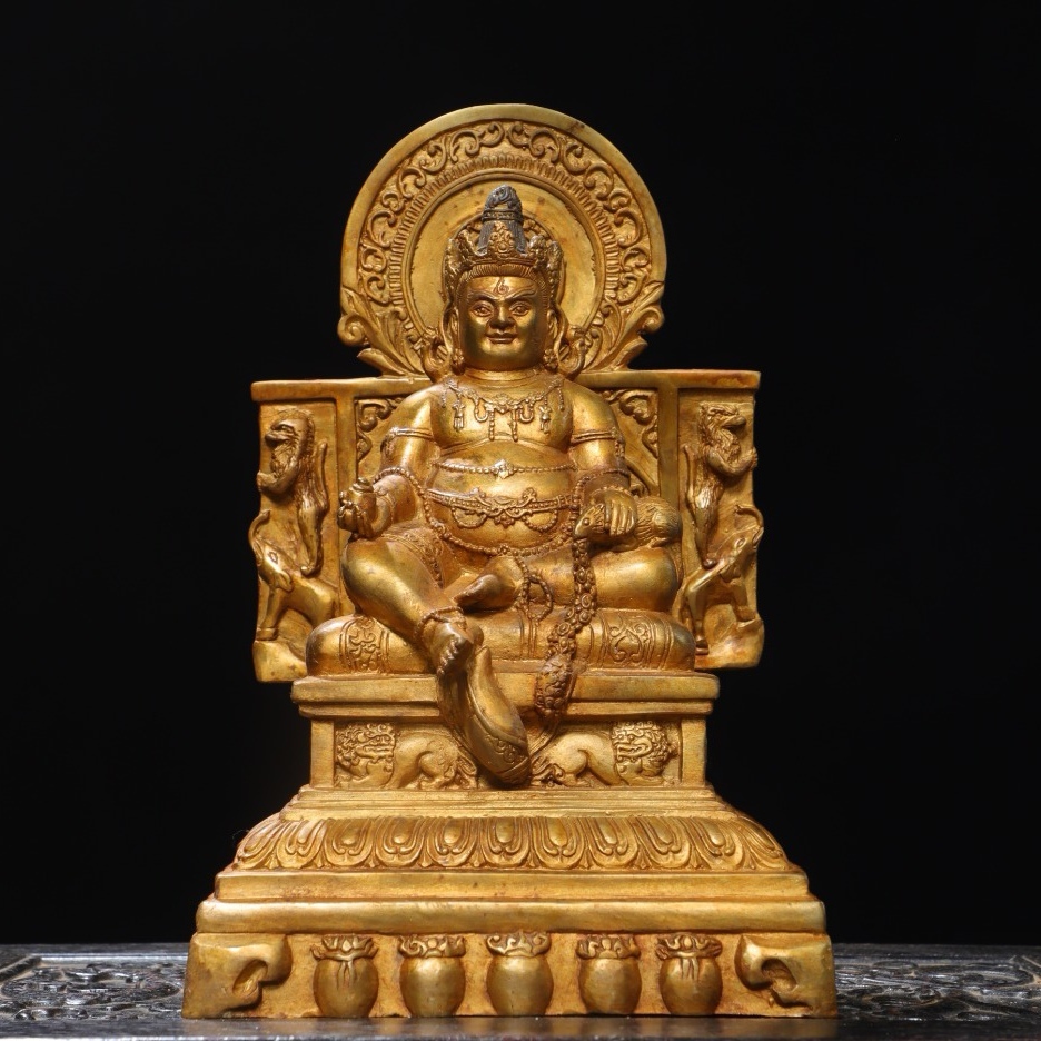 旧 清代 銅塗金 黄財神 仏像 中国古美術 古賞物 古置物 唐物 K710拍卖